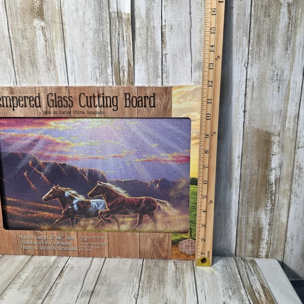 Country Side Products Horse Tempered Glass Cutting Board 12x16 Sunset 40131 NEW